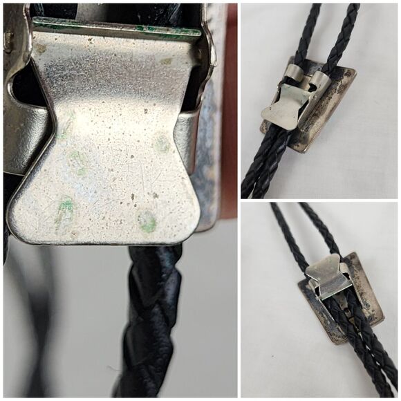 Vintage Sterling Silver Bolo Tie Slide Native American Turquoise Bear Claw LP - Picture 9 of 11